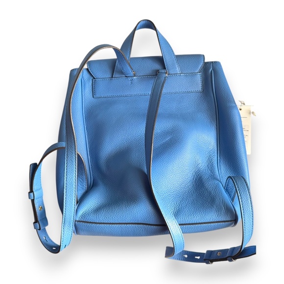 Tory Burch Eve Flap Backpack - High Tide Blue - Pebbled Leather -Like New - Picture 3 of 10